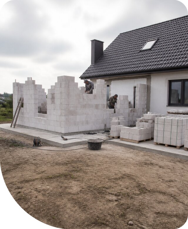 Строительство пристройки из газобетона в Перми под ключ
